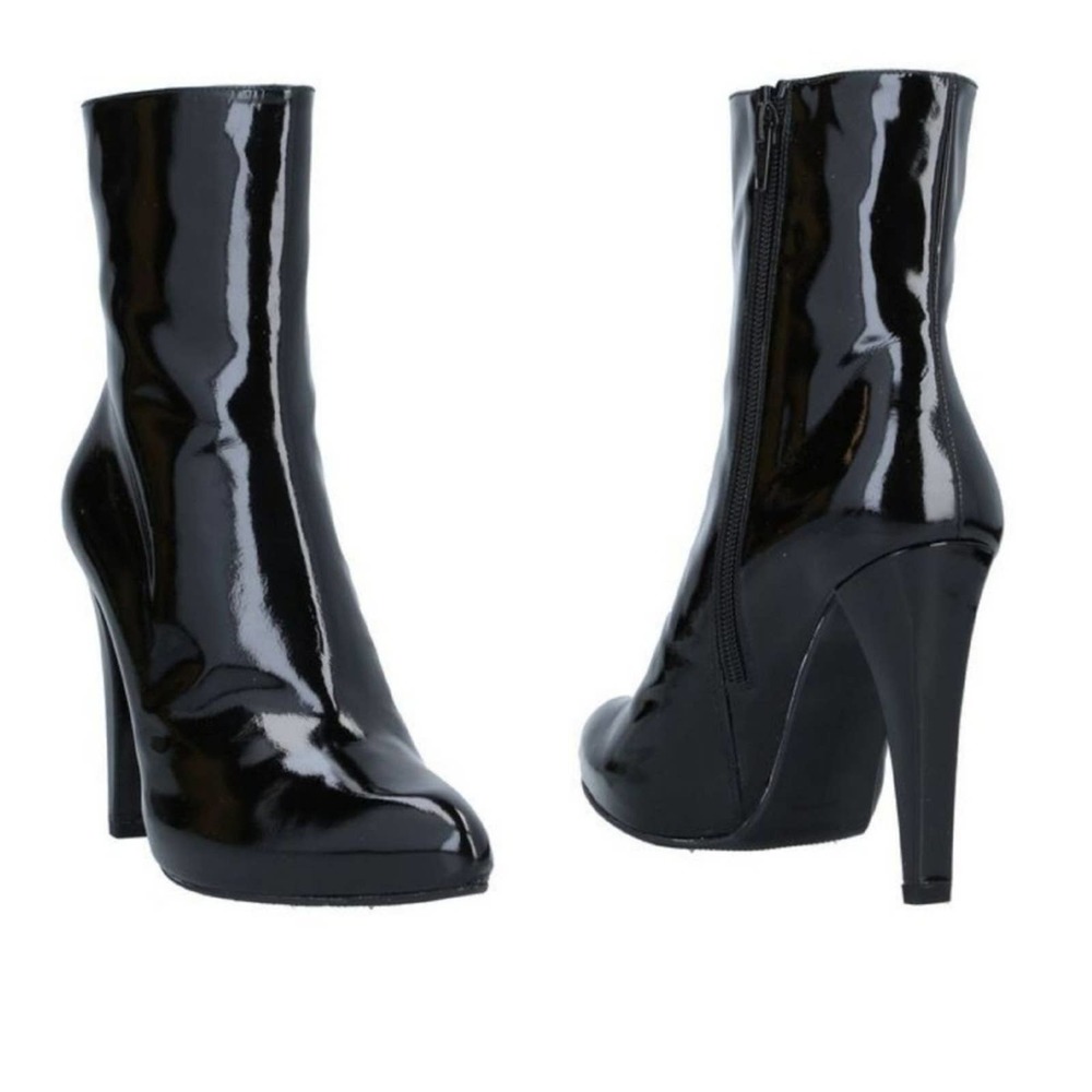 Stuart Weitzman Patent Leather Black Ankle Boots Size 40 - Picture 2 of 11